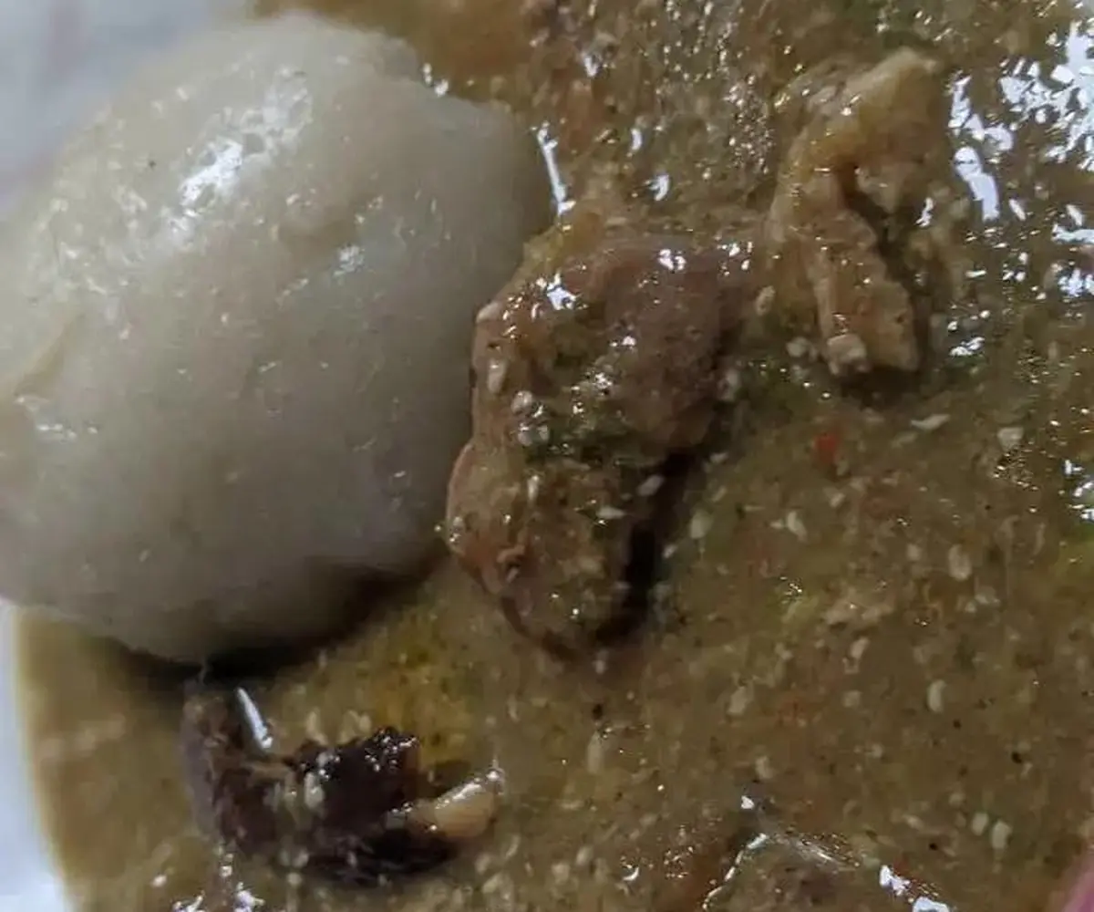 Okra soup & cassava fufu