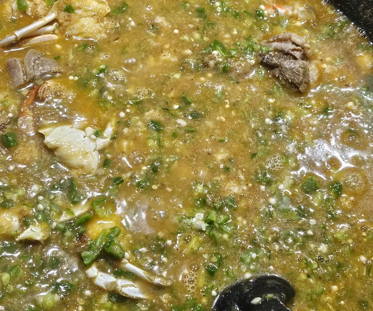 Okra soup & cassava fufu